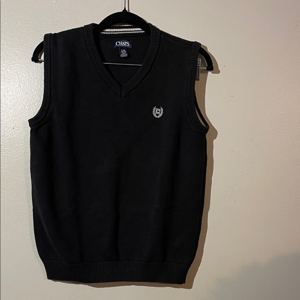 Chaps Men's V-Neck Black Sweater Vest